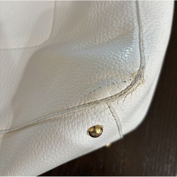 Lauren  Ralph Lauren White/ Crème Medium Tote Bag Purse Gold Accents 12”x12”x4” - Picture 6 of 16